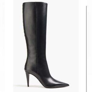 Valentino Garavani Black Heeled Boots with Gold Studs